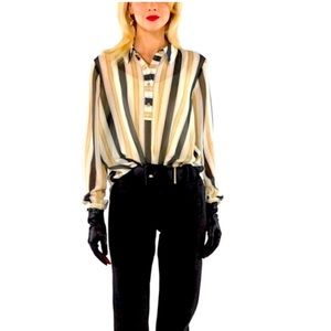 Cabi Caliber Long Sleeve Striped Top Size S Elastic Cuff Lightweight Colorful